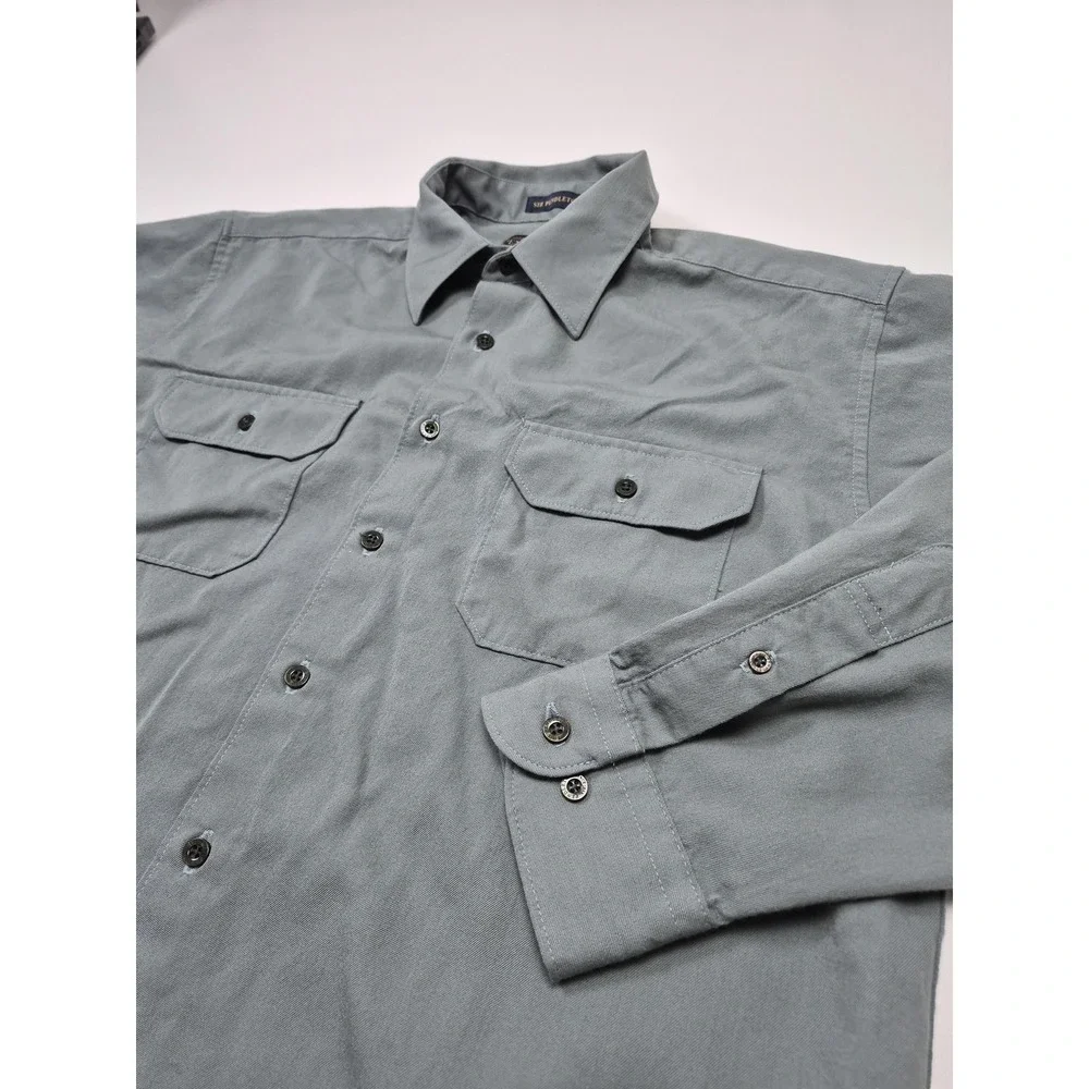 Pendleton Shirt Mens L Gray Wool Twill Sir Pendleton Button Up L/S Casual - Picture 5 of 13